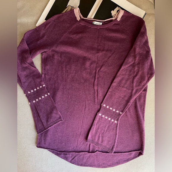 Smartwool Bell Sleeve Crew Neck Sweater In Sangria Heather Size M - Picture 5 of 16